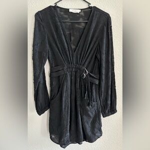 A.L.C. Jezebel Black V-neck Mini Dress